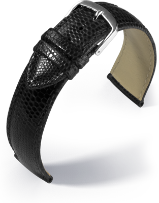 Eulit - Genuine lizard - čierny - kožený remienok