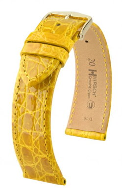 Hirsch Genuine croco - žltý - kožený remienok