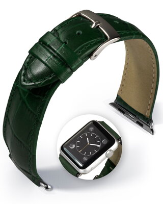 Denver - Smart Apple Watch - zelený - kožený remienok