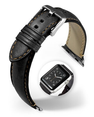 Miami - Smart Apple Watch - čierny - kožený remienok