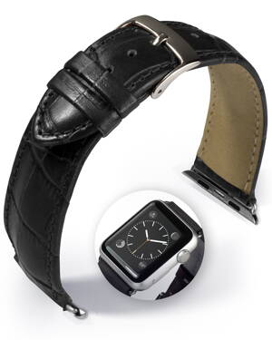 Denver - Smart Apple Watch - čierny - kožený remienok