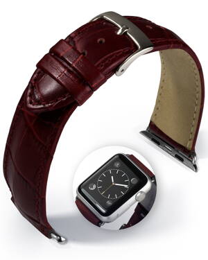 Denver - Smart Apple Watch - bordový - kožený remienok