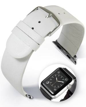 Detroit - Smart Apple Watch - biely - kožený remienok